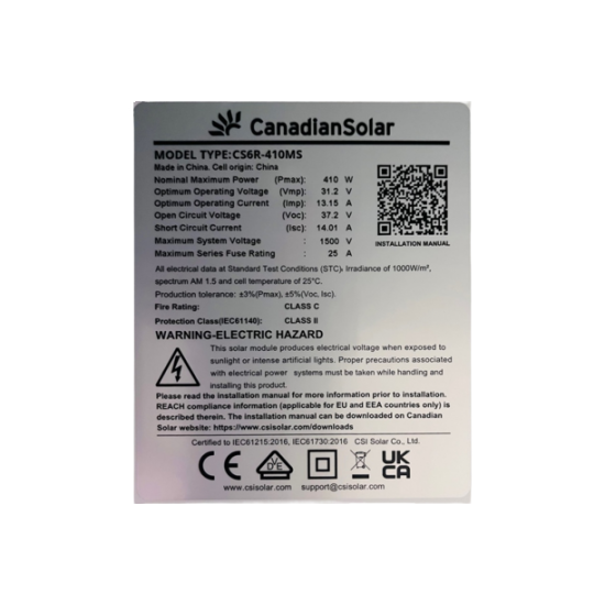 Сонячна панель Canadian Solar HiKu6 Mono PERC CS6R-410MS, 410Вт - Image 3