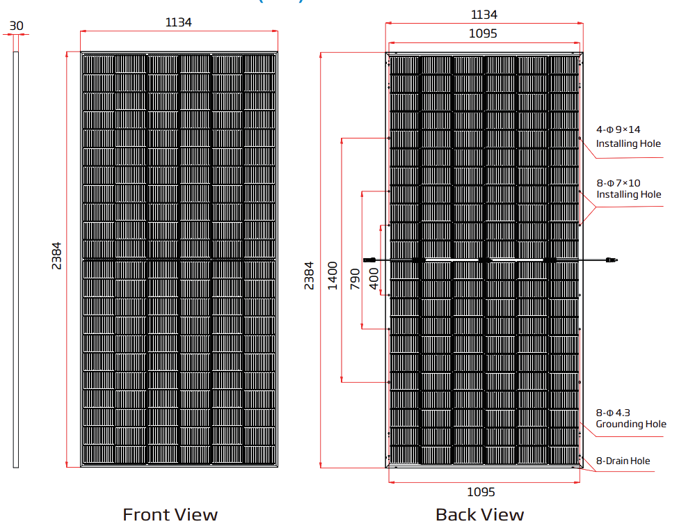 Розміри Trina Solar 610W Bifacial